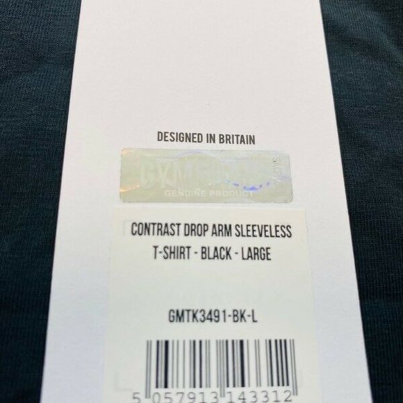 Gymshark Mens Contrast Drop Arm Tank Top Shirt - Picture 5 of 5